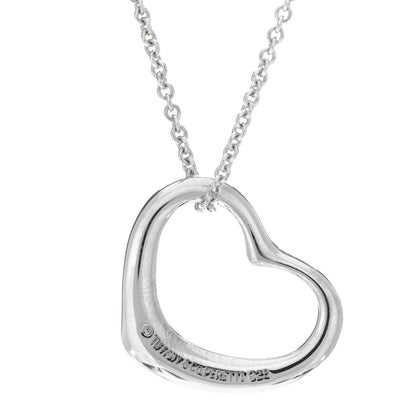Tiffany Sterling Silver 22mm Elsa Peretti Open Heart Pendant Necklace 4 of 6