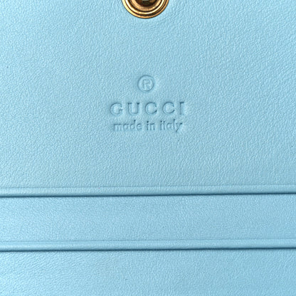 Gucci X UNSKILLED WORKER Calfskin Matelasse Flora Painted GG Marmont Card Case Wallet Cloudy Blue Multicolor 6 of 13