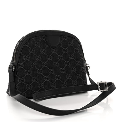 Gucci Denim Cuoio Harness GG Monogram Small Ophidia Dome Shoulder Bag Black Medium Grey 2 of 9