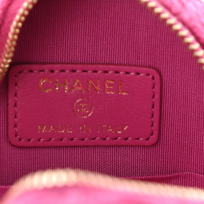 Chanel Wool Tweed Lambskin Quilted Chanel 19 Round Clutch With Chain and Coin Purse Fuchsia 7 of 11