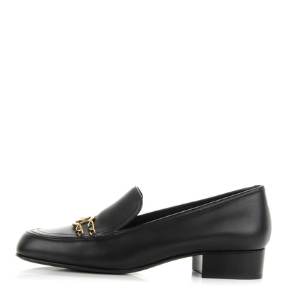 Chanel Calfskin CC Mocassin Loafers 40.5 Black 1 of 7