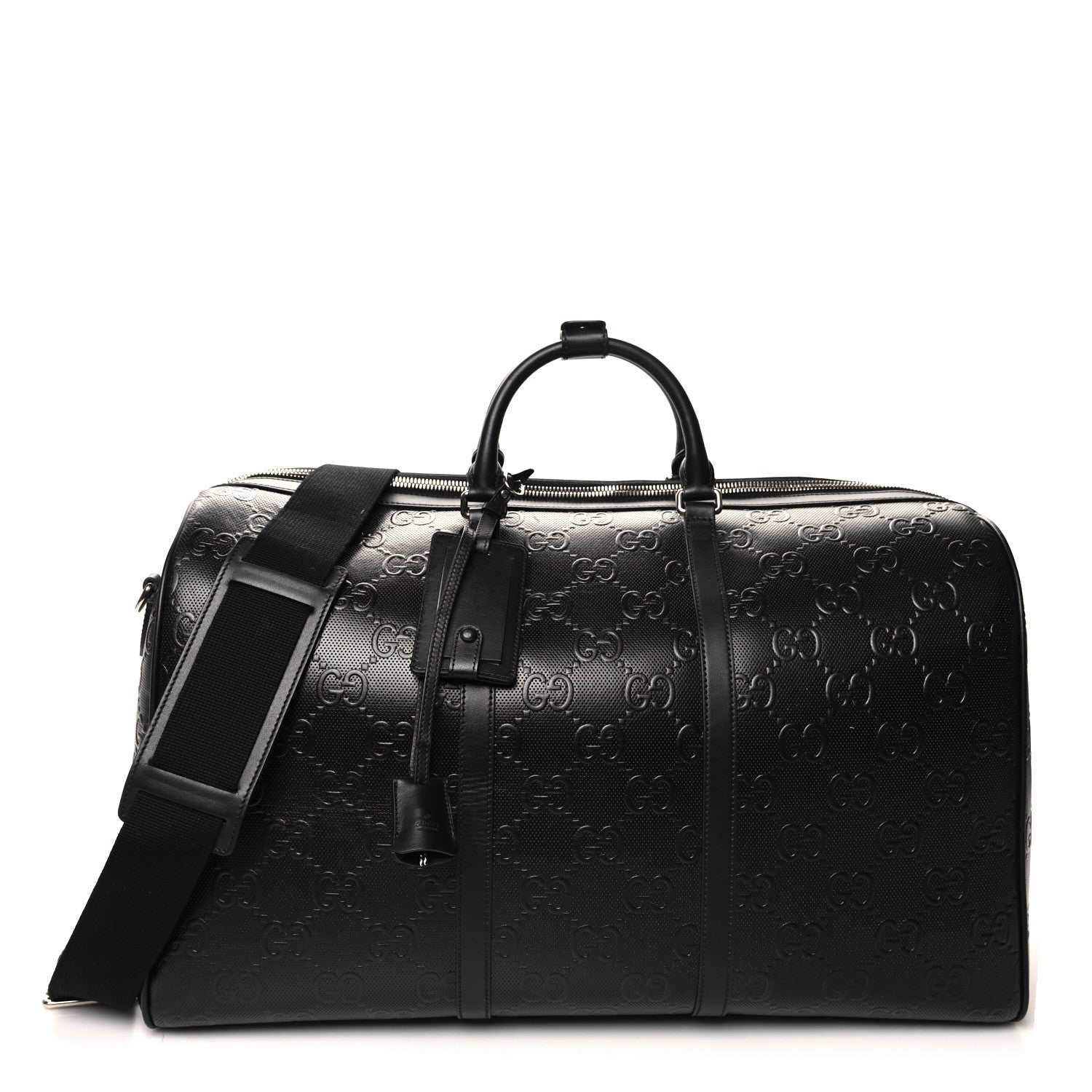 Gucci Calfskin GG Tennis Embossed Large Duffle Bag Black 1 of 11