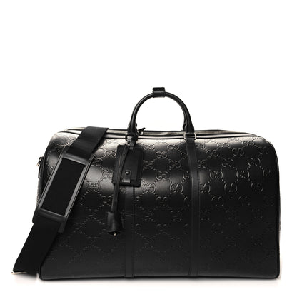 Gucci Calfskin GG Tennis Embossed Large Duffle Bag Black 1 of 11