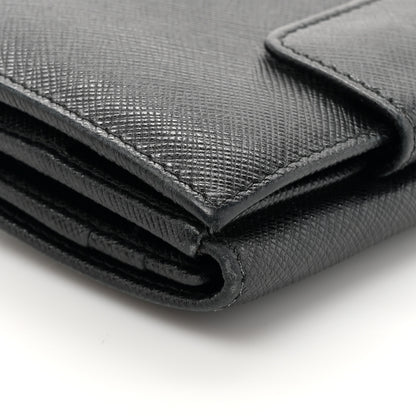 Prada Saffiano Small Triangle Bi-Fold Wallet Black 11 of 11
