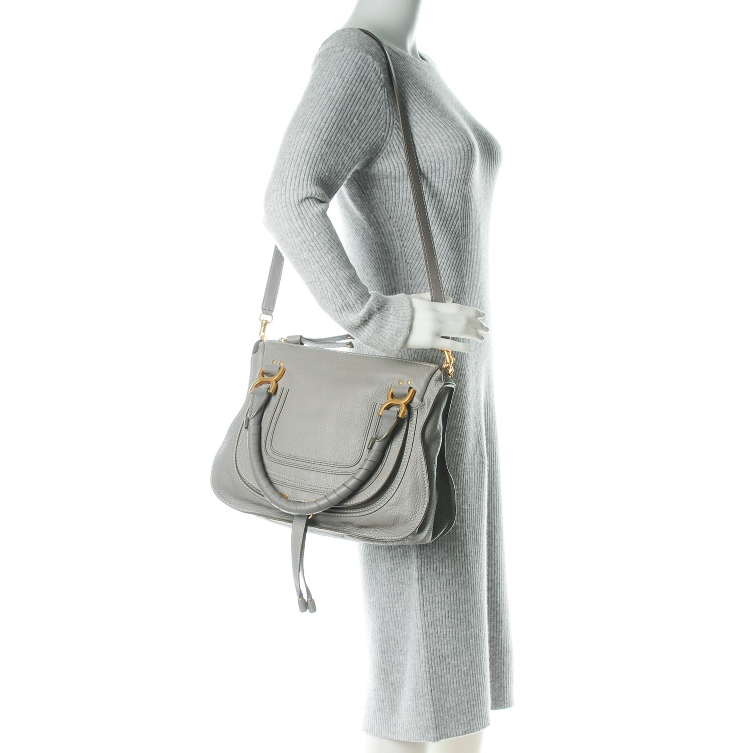 Chloe Calfskin Medium Marcie Satchel Cashmere Grey 2 of 8