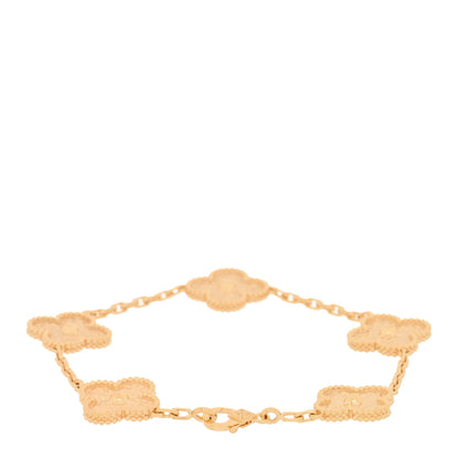 Van Cleef & Arpels 18K Yellow Gold 5 Motifs Vintage Alhambra Bracelet 2 of 4