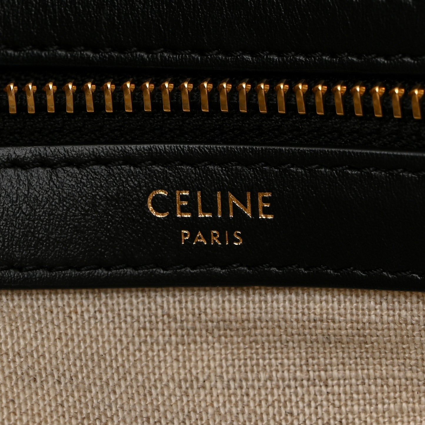 Canvas Calfskin Triomphe Embroidered Horizontal Cabas Black