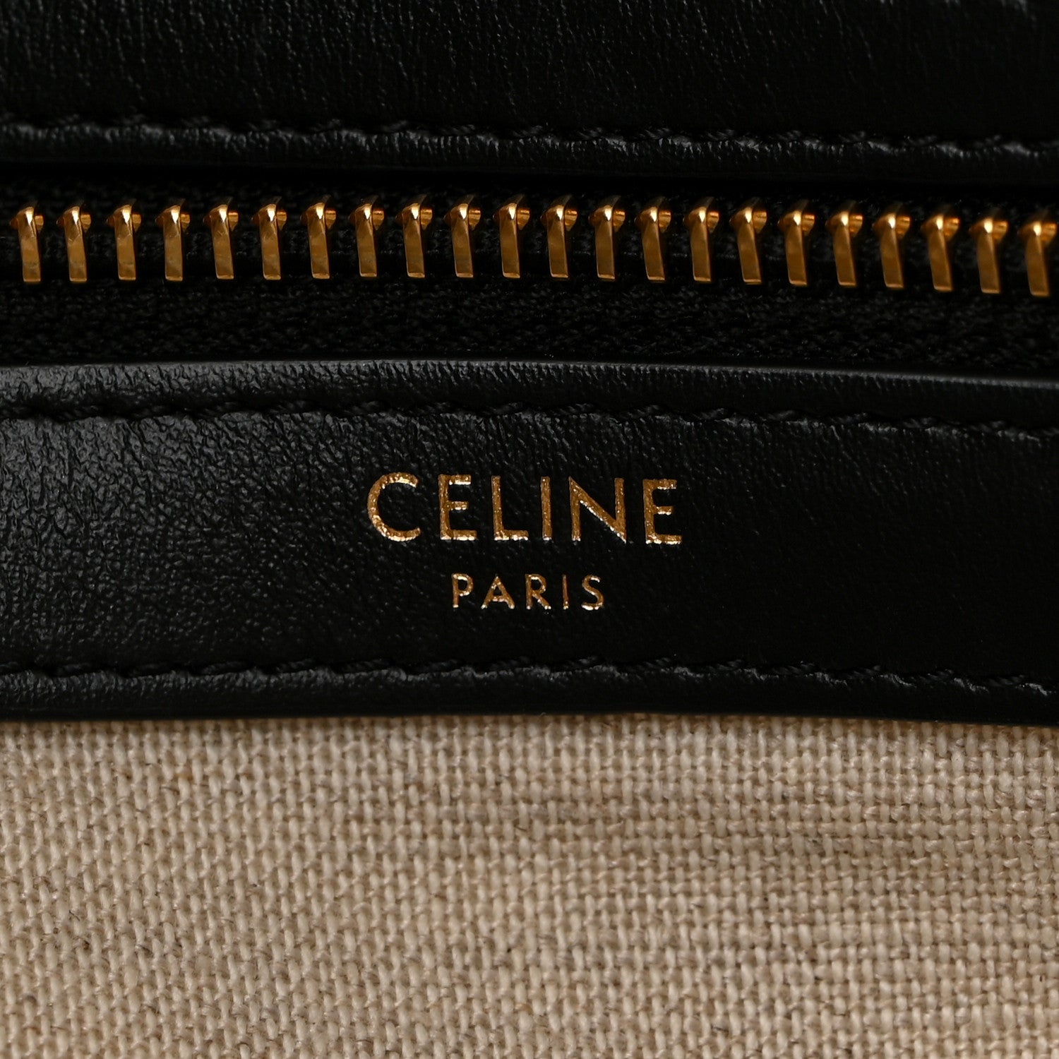 Celine Canvas Calfskin Triomphe Embroidered Horizontal Cabas Black 6 of 12