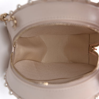Chanel Calfskin Quilted Pearl Round Clutch With Chain White 5 of 11