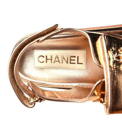 Chanel Metallic Laminated Calfskin Velcro Dad Sandals 37.5 Golden 7 of 9