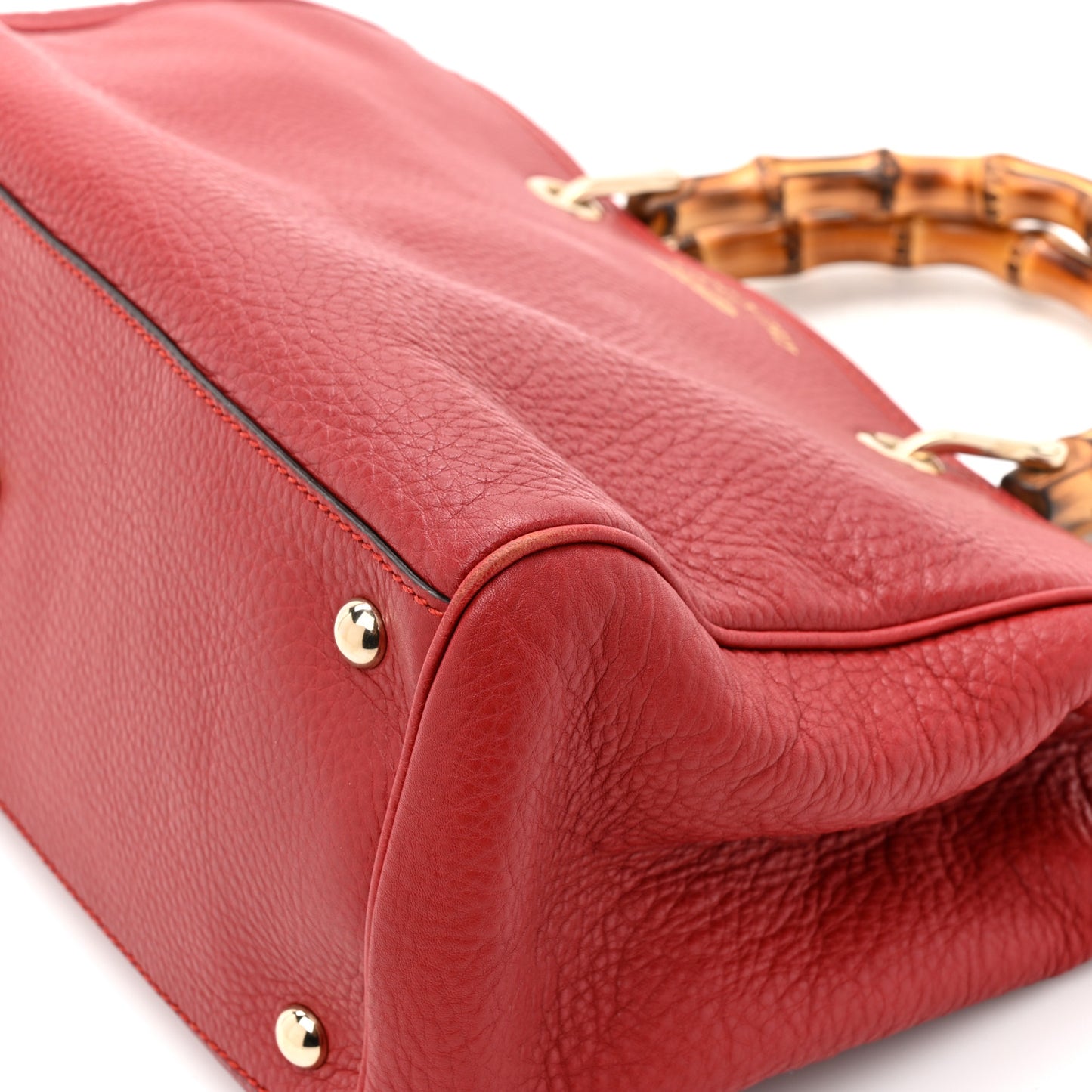 Pebbled Calfskin Medium Bamboo Shopper Tote Red