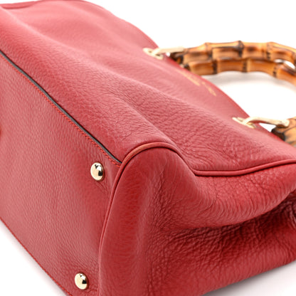 Gucci Pebbled Calfskin Medium Bamboo Shopper Tote Red 10 of 15