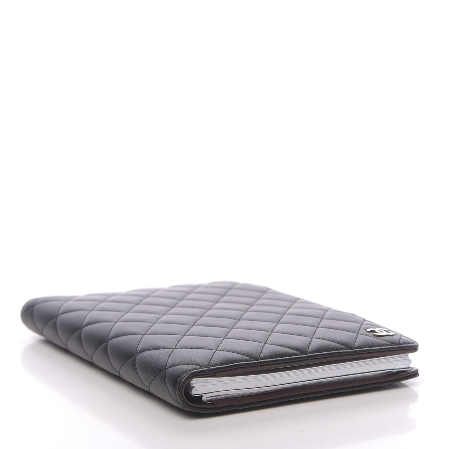 Lambskin Quilted Large Agenda Cover Black