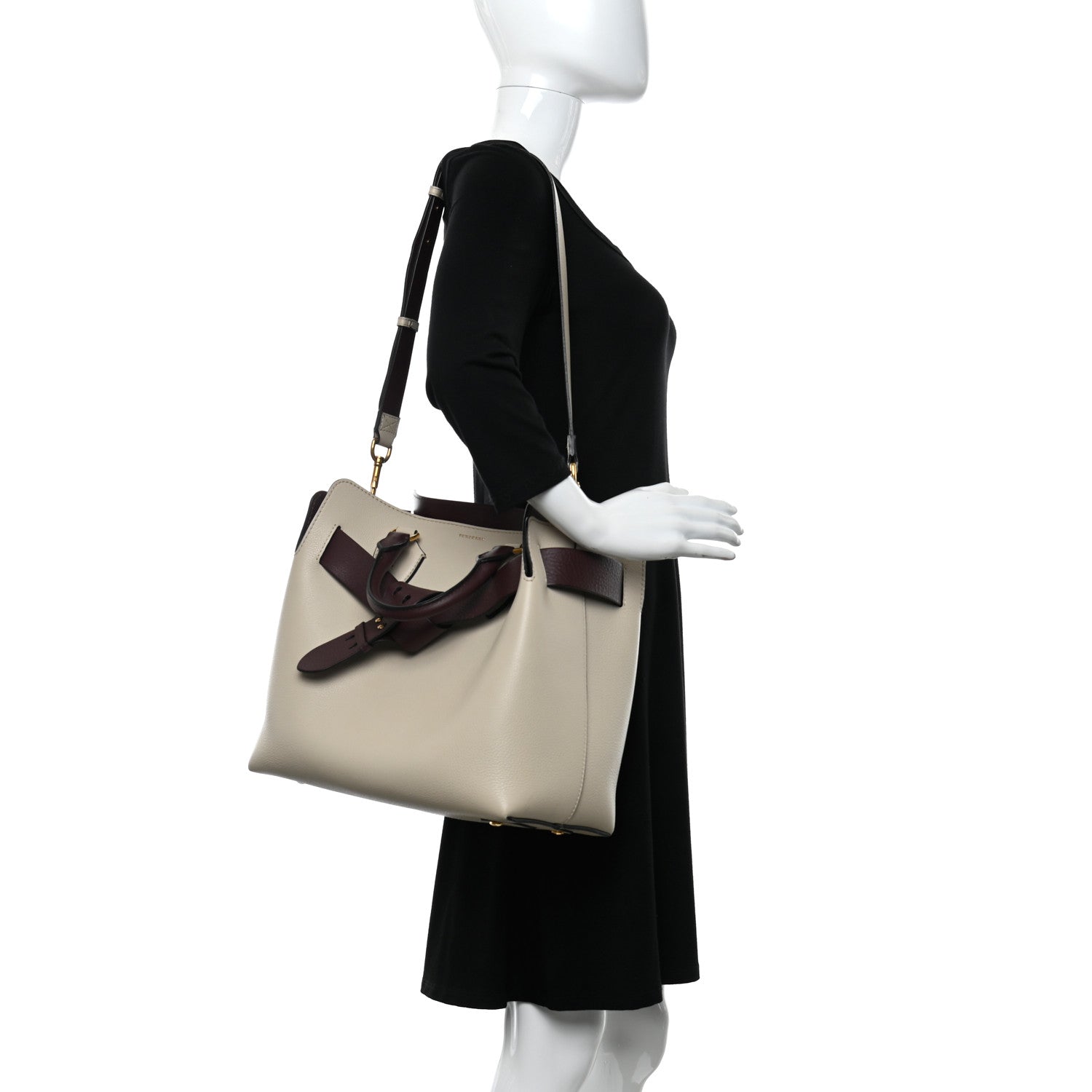 Burberry Soft Grain Calfskin Medium Belt Bag Ivory Mahogany Red 2 of 9