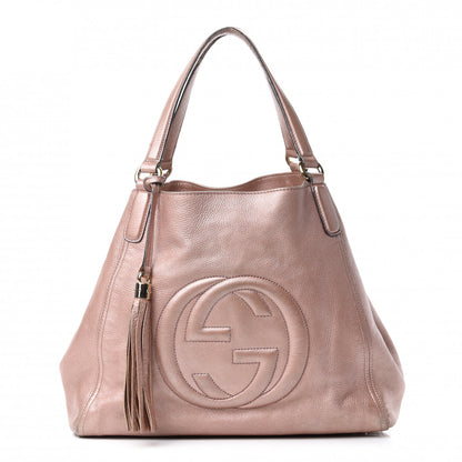 Gucci Metallic Pebbled Calfskin Medium Soho Shoulder Bag Pink 1 of 16