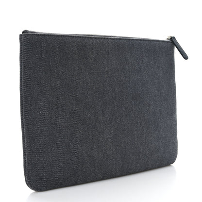 Chanel Canvas Sequins Medium Deauville Cosmetic Pouch Grey 3 of 7