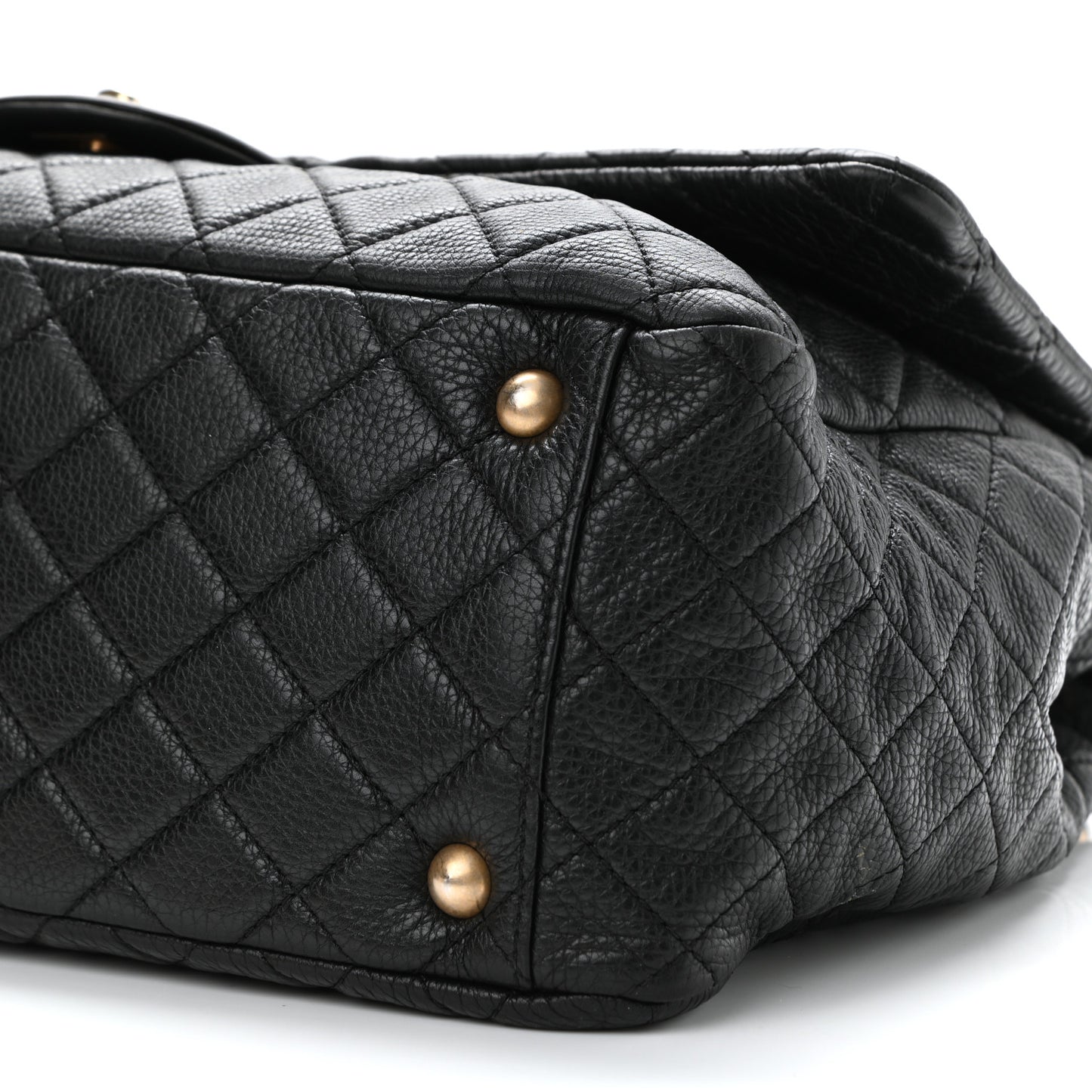 Calfskin Quilted XXL Travel Flap Bag Black