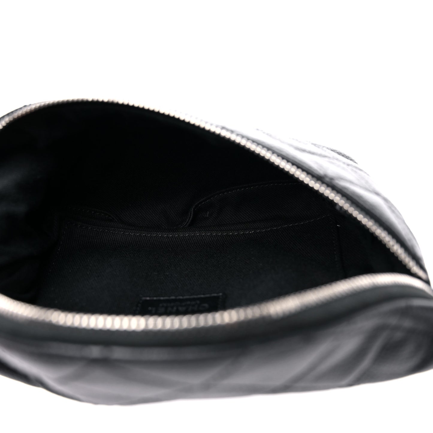 Grained Calfskin Quilted Waist Belt Bag Black