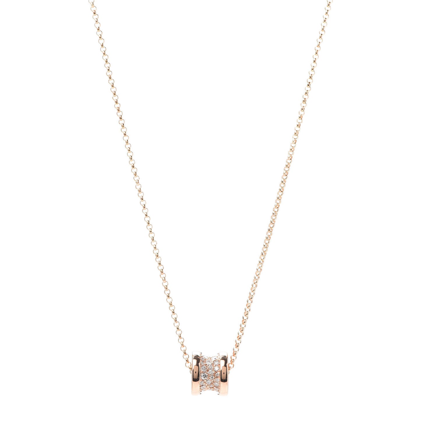 18K Rose Gold Diamond Small B.Zero1 Pave Pendant Necklace