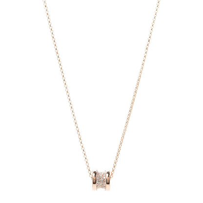 Bulgari 18K Rose Gold Diamond Small B.Zero1 Pave Pendant Necklace 1 of 7