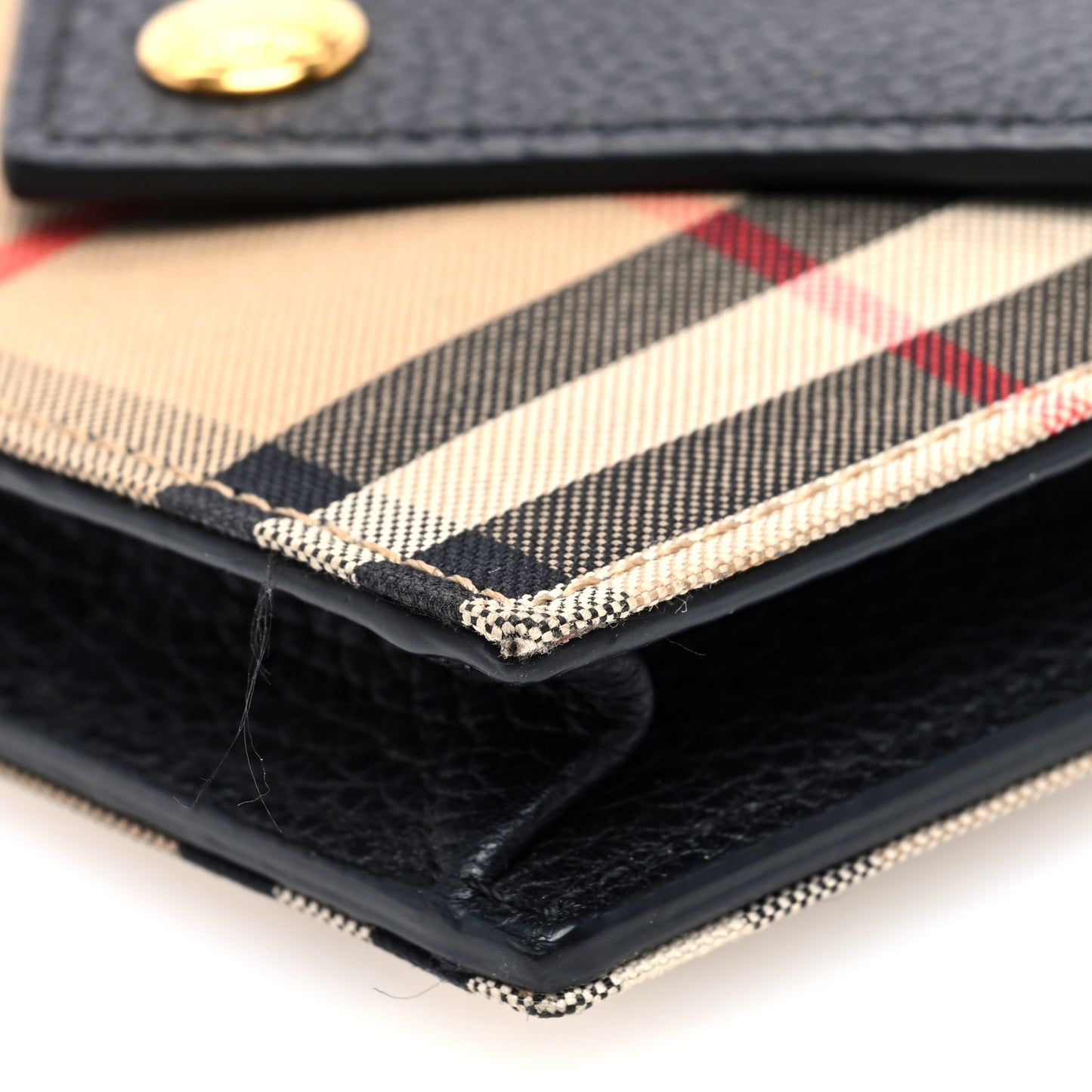 Grainy Calfskin Vintage Check Jade Card Case On Chain Black