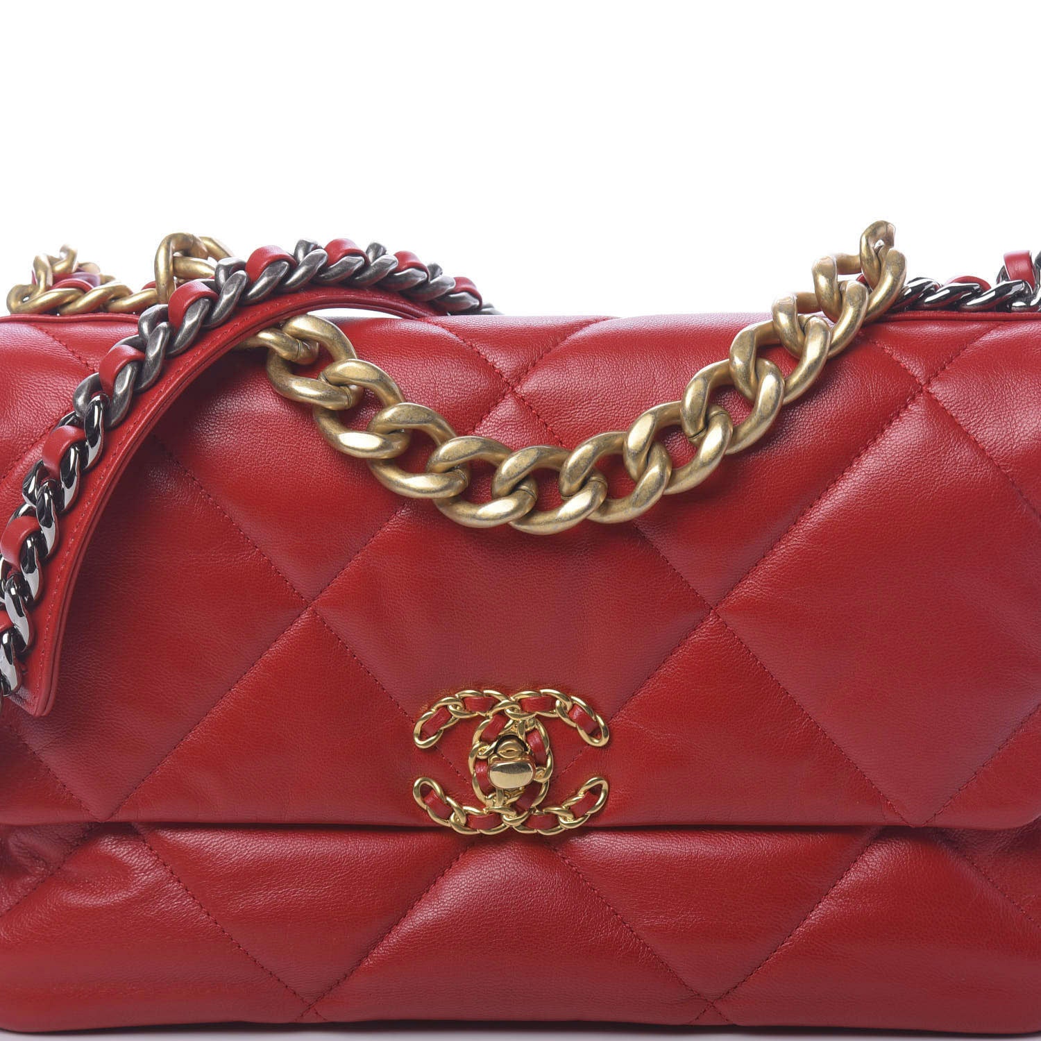 Chanel Goatskin Quilted Large Chanel 19 Flap Red 10 of 11