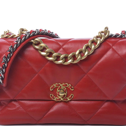 Chanel Goatskin Quilted Large Chanel 19 Flap Red 10 of 11