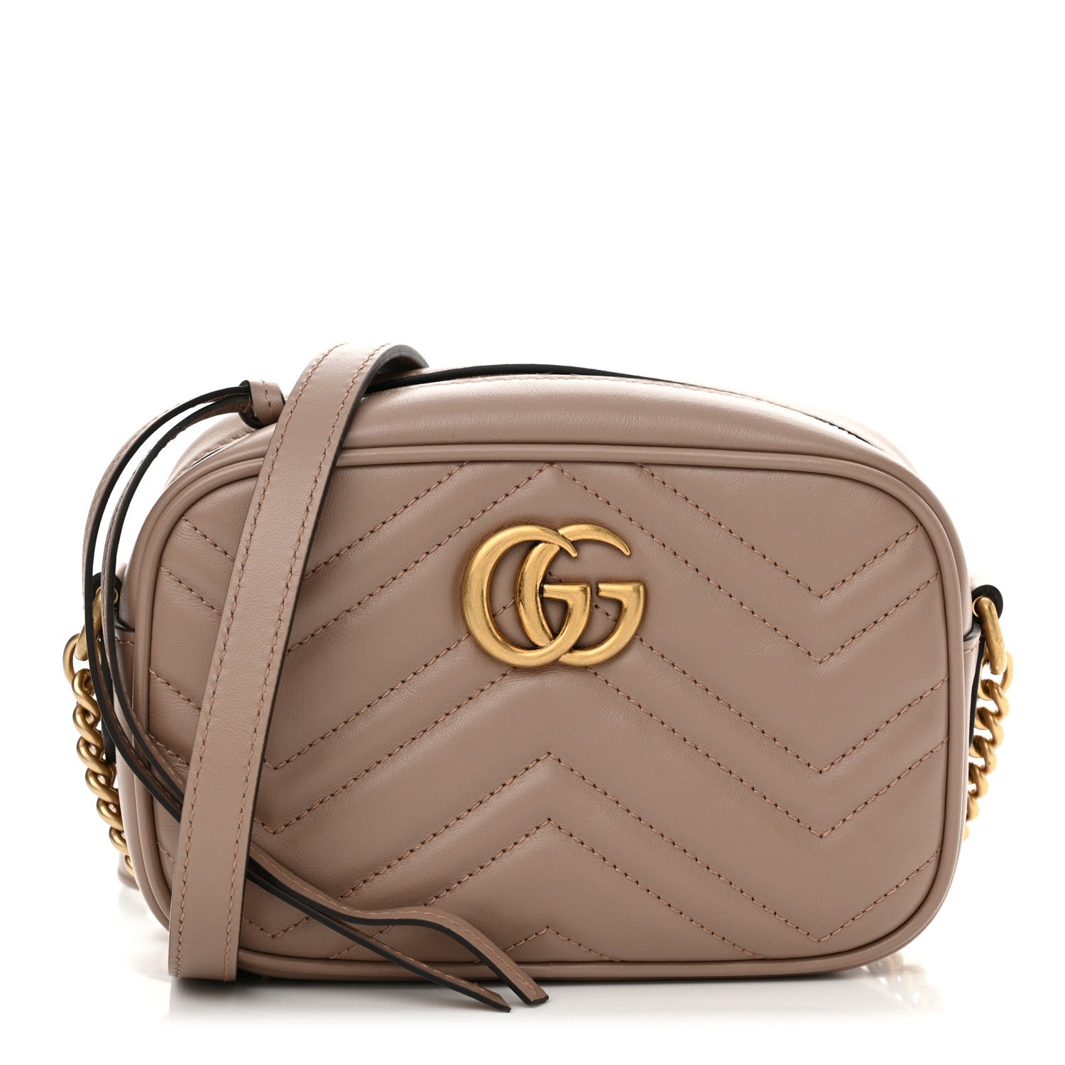 Gucci Calfskin Matelasse Mini GG Marmont Chain Shoulder Bag Porcelain Rose 1 of 11
