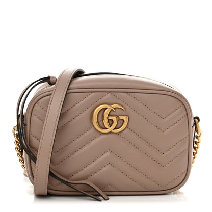 Gucci Calfskin Matelasse Mini GG Marmont Chain Shoulder Bag Porcelain Rose 1 of 11