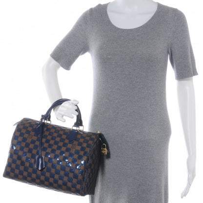 Louis Vuitton Damier Paillettes Speedy 30 Blue 2 of 8