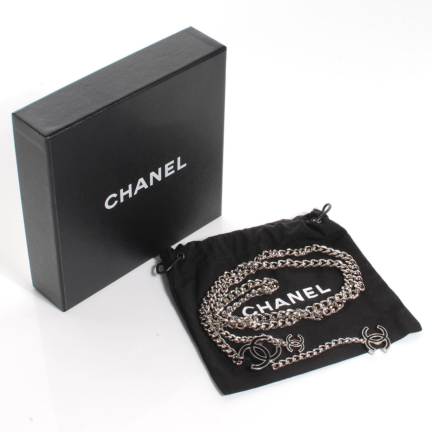 Chanel Enamel CC Chain Logo Belt Silver Black 5 of 5