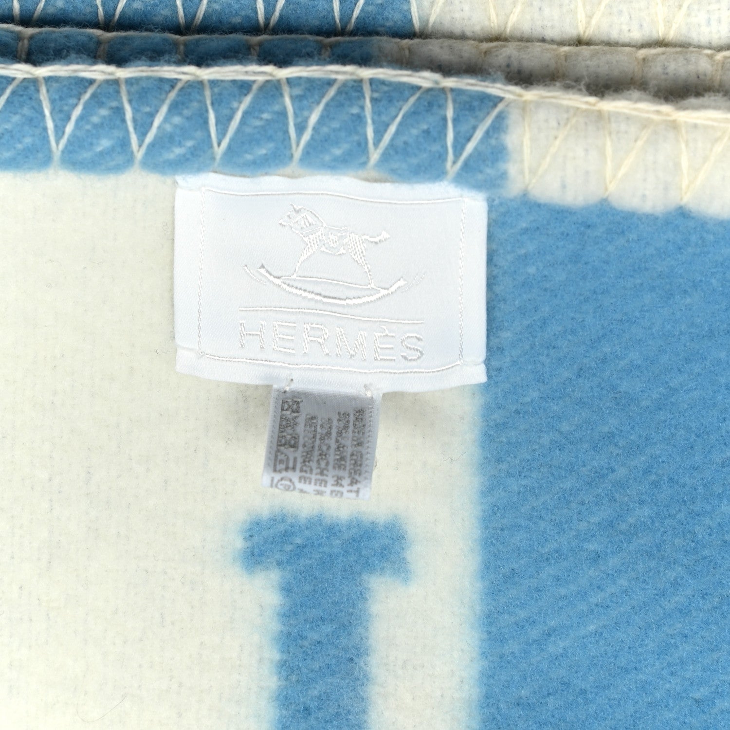 Hermes Wool Cashmere Avalon Baby Blanket Bleu Genievre White 3 of 4