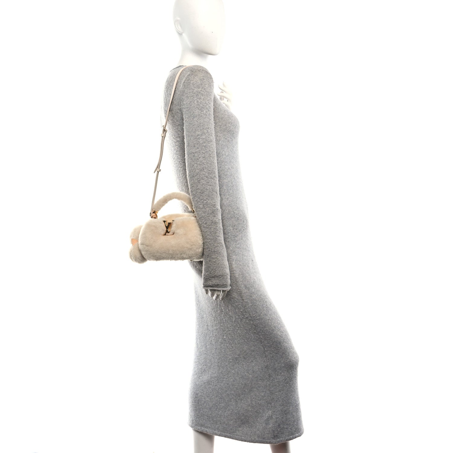 Louis Vuitton Shearling Caousnow Capucines Cream 2 of 10