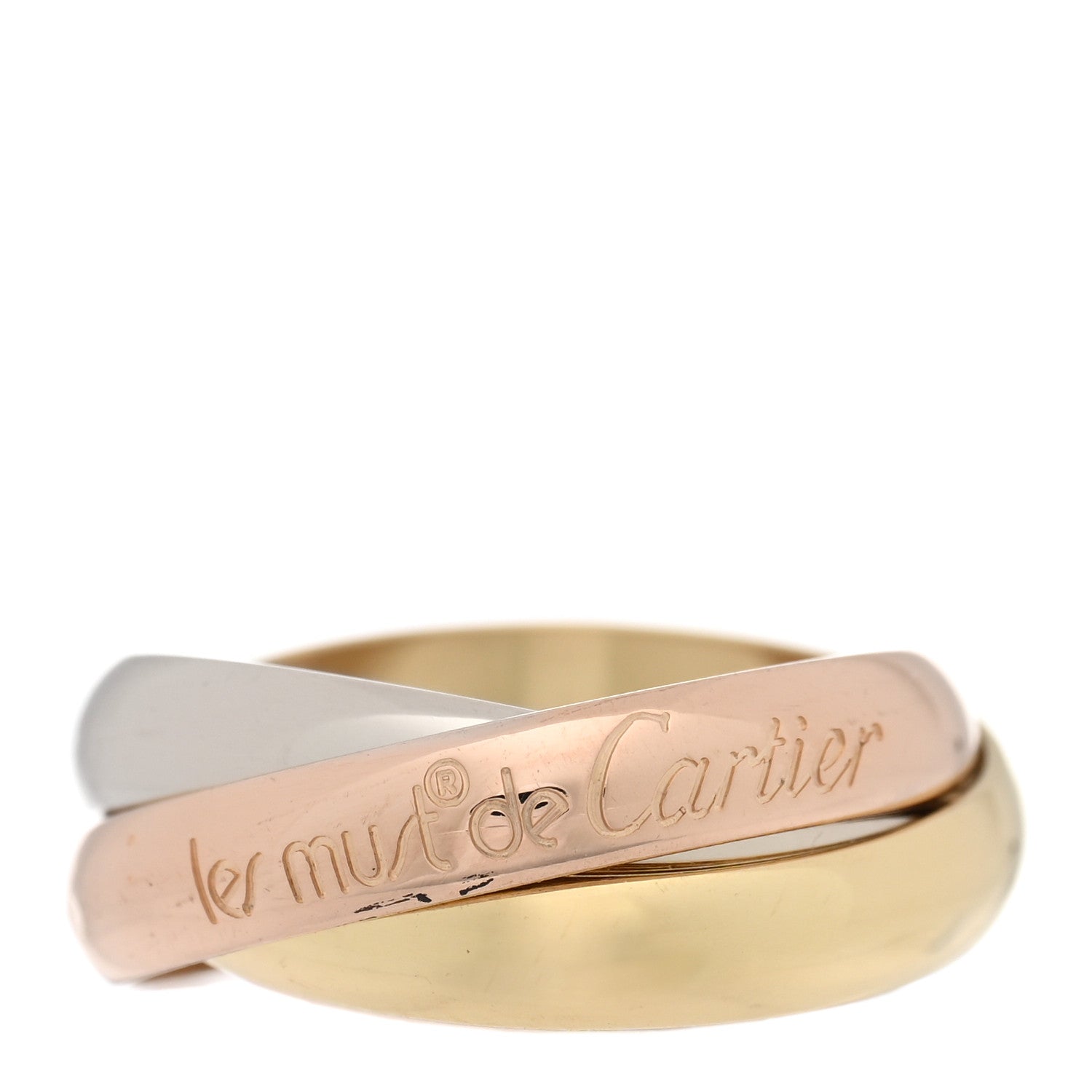 Cartier 18K Pink Yellow White Gold Classic Les Must De Cartier Trinity Ring 50 5.5 1 of 4