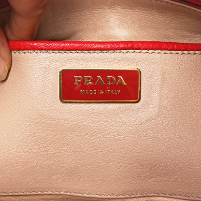 Prada Ostrich Large Galleria Double Zip Tote Fuoco 6 of 9
