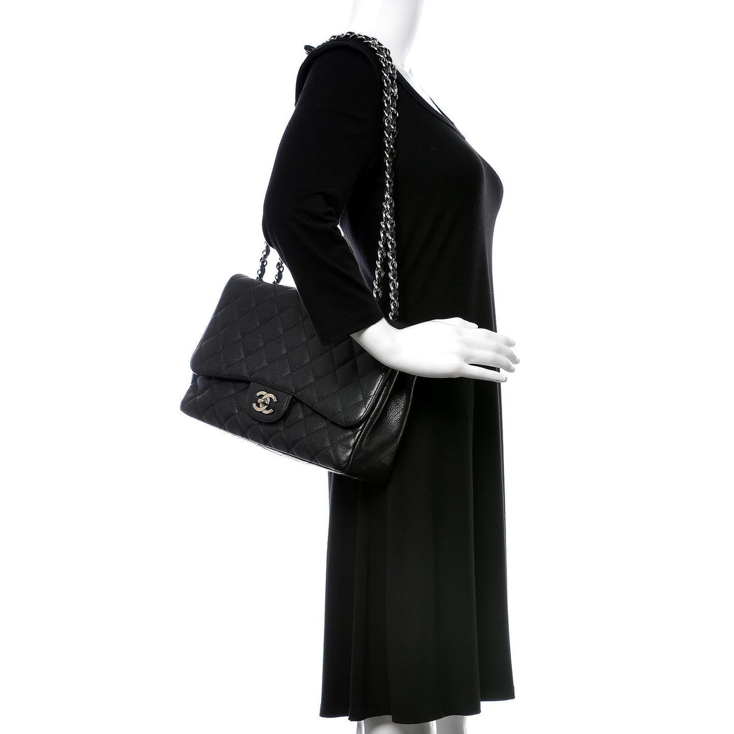 Caviar Quilted Jumbo Single Flap Black