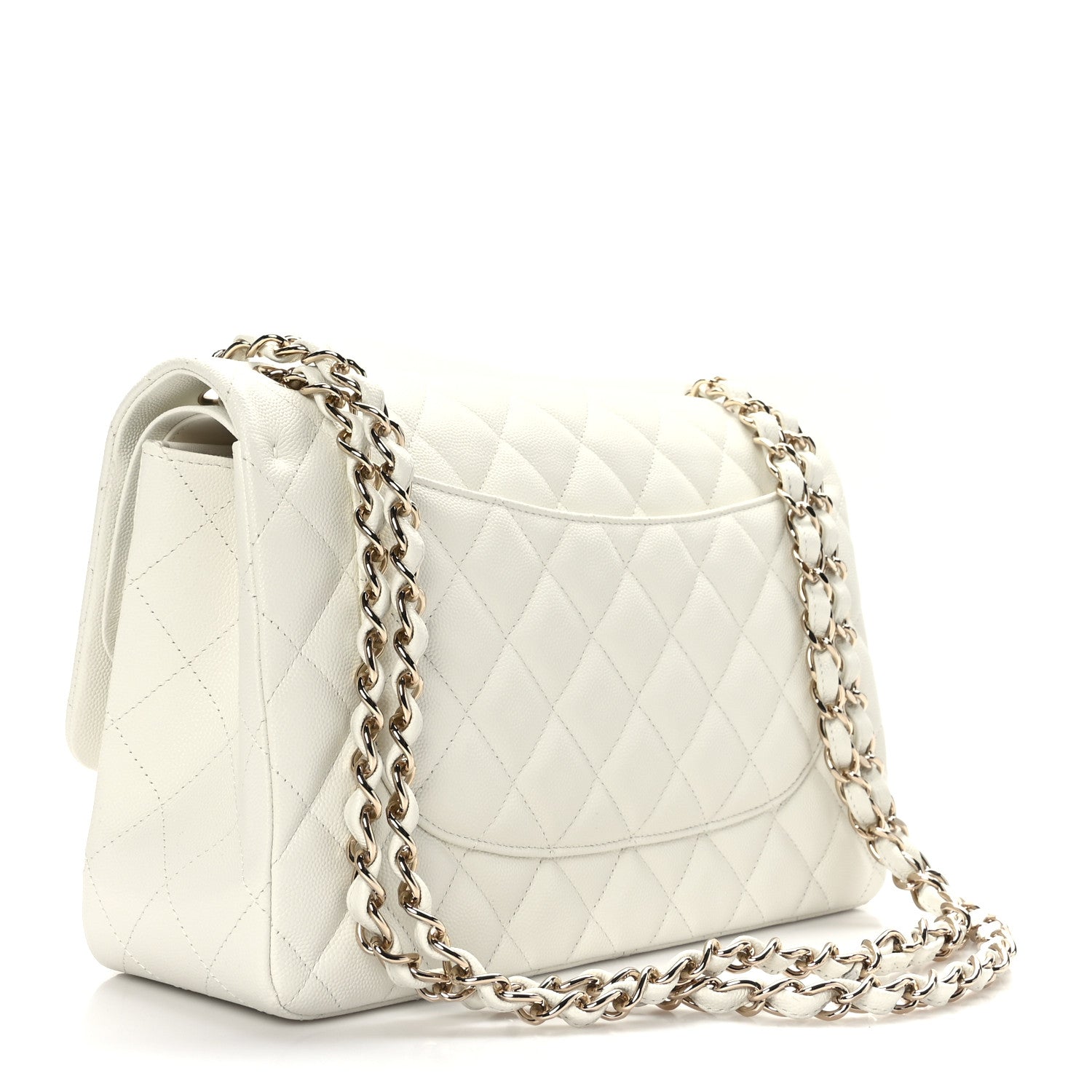 Chanel Caviar Quilted Jumbo Double Flap White 3 of 9