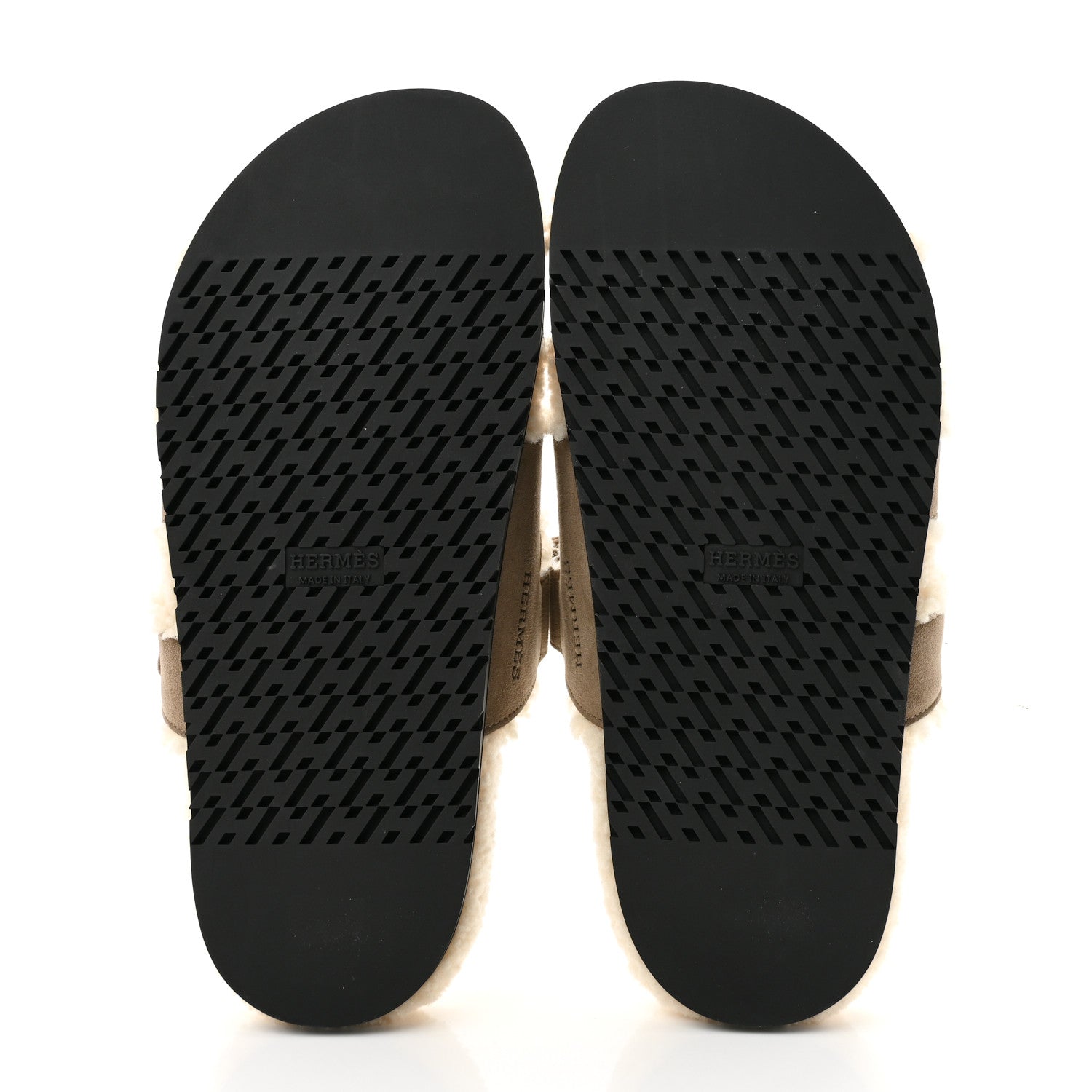Hermes Suede Goatskin Woolskin Womens Chypre Sandals 39 Etoupe Ecru 6 of 10