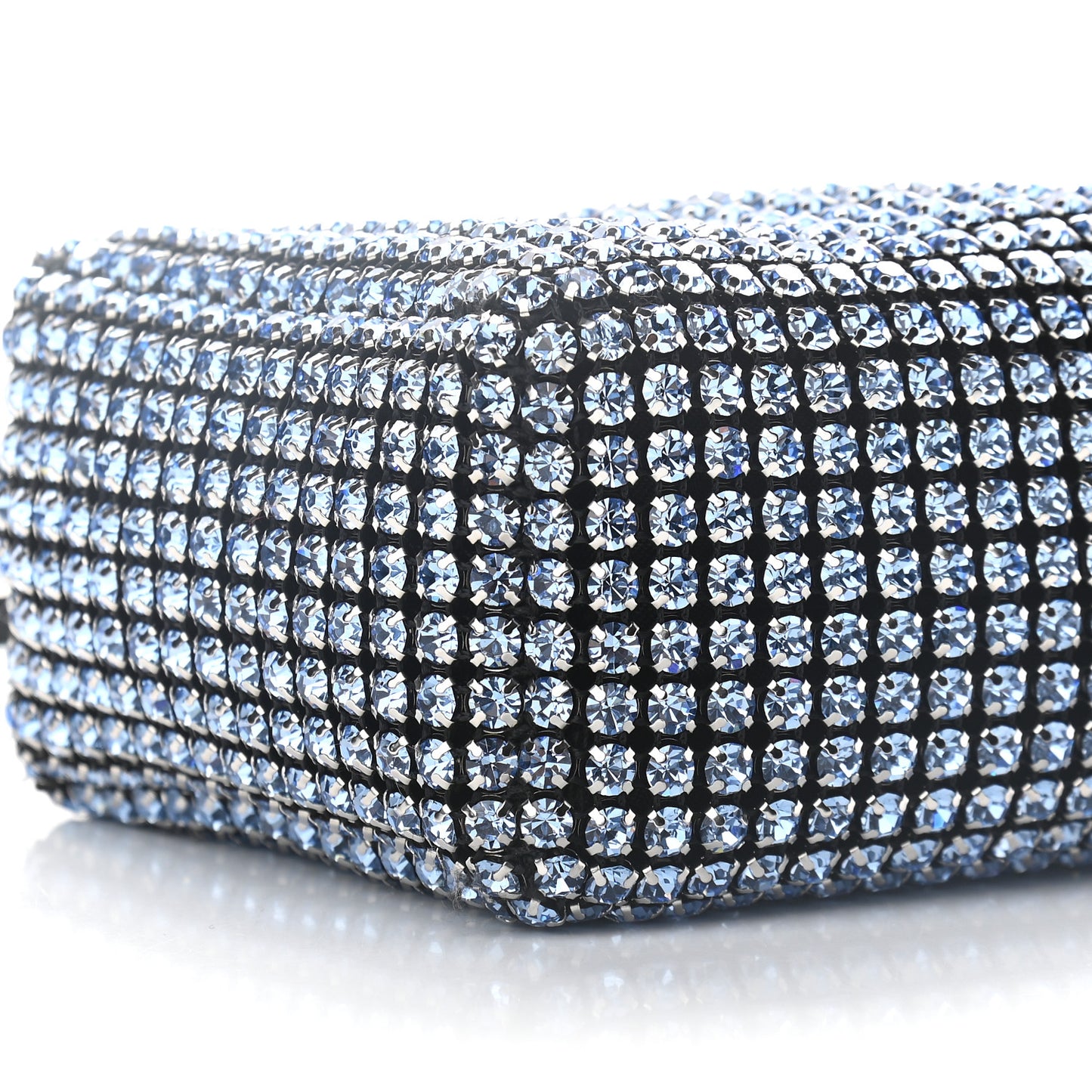 Mesh Crystal Rhinestone Mini Heiress Pouch Blue Silver