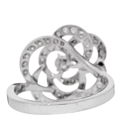 Chanel 18K White Gold Diamond Medium Fil de Camelia Ring 57 8 4 of 6