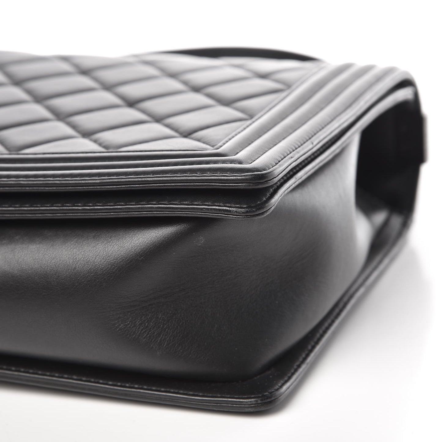 Calfskin Quilted Large Boy Flap Black