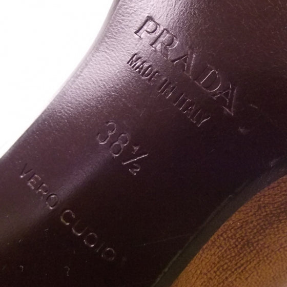 Prada Leather Daisy Mary Janes Heels Brown 38.5 6 of 8