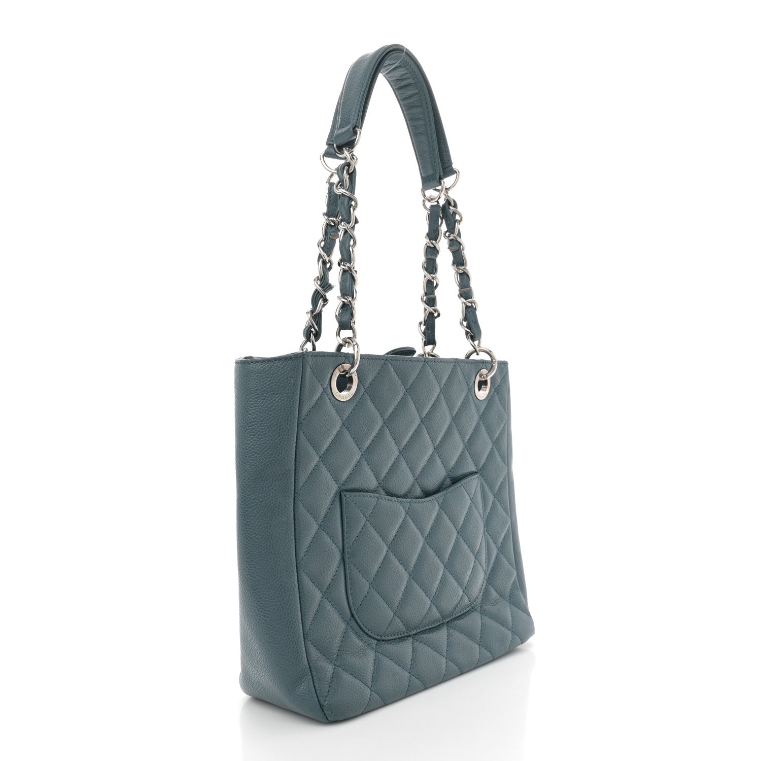 Chanel Caviar Quilted Petit Shopping Tote PST Blue 3 of 12