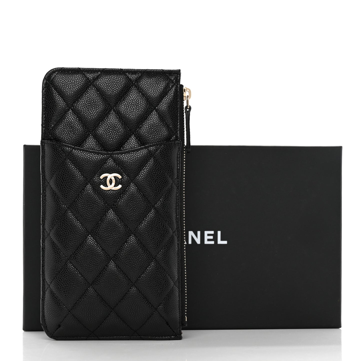 Caviar Quilted Classic iPhone Pouch Black