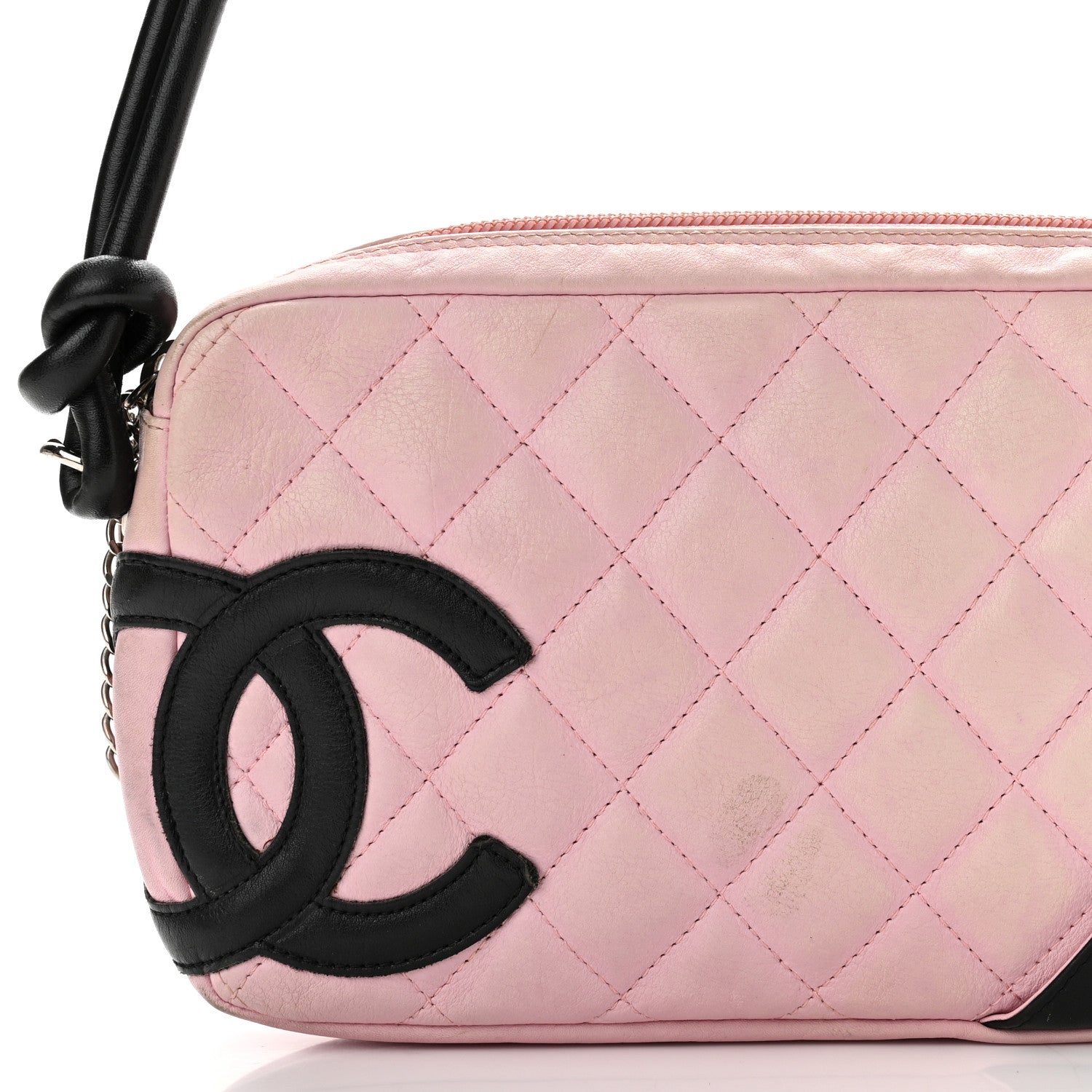 Chanel Calfskin Quilted Cambon Pochette Pink Black 8 of 10