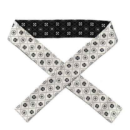 Chanel Silk CC Polka Dot Slim Bandeau Scarf Black Ecru 1 of 3