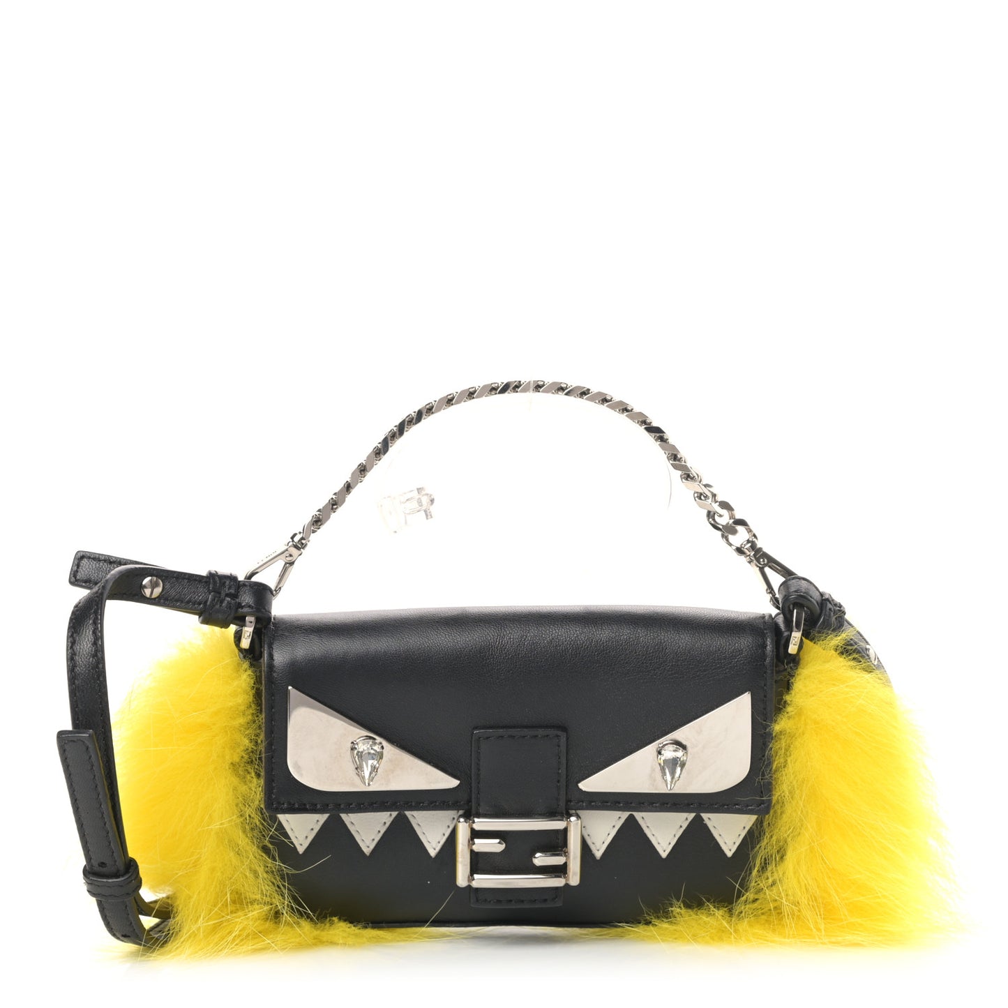 Nappa Fox Fur Monster Micro Baguette Black