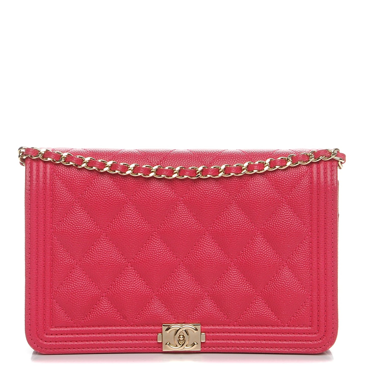 Caviar Quilted Boy Wallet On Chain WOC Fuchsia