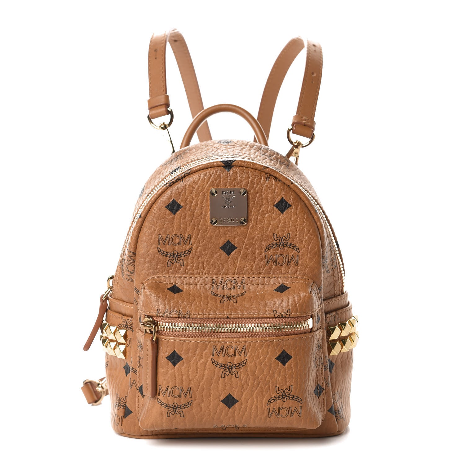 MCM Visetos Side Stud X-Mini Stark Backpack Cognac 1 of 8