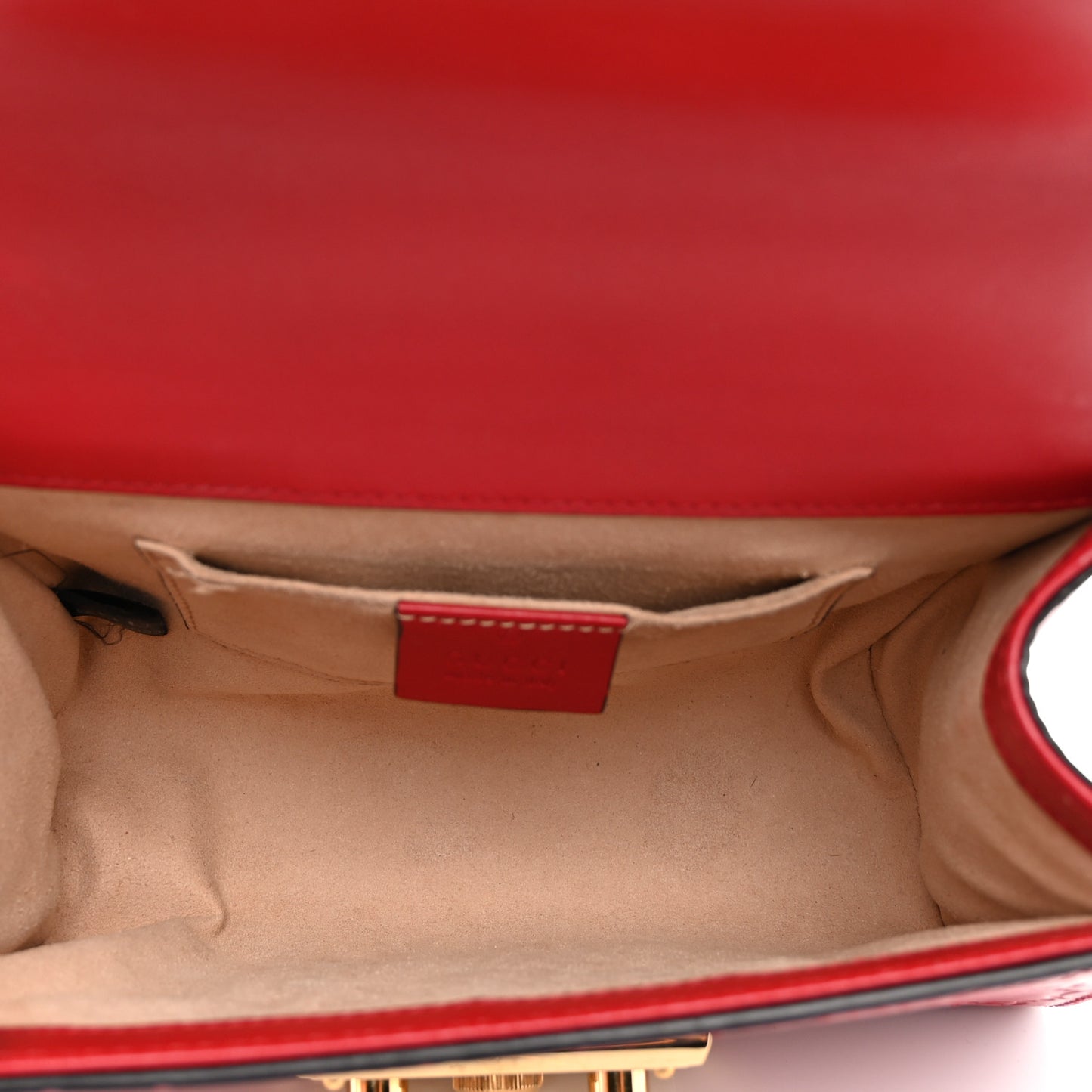 Guccissima Small Padlock Shoulder Bag Hibiscus Red